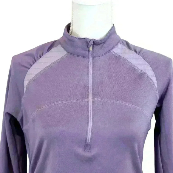 Lija Half Zip Lavender Purple Pullover w/Ruched Sides Size Small - Picture 2 of 8